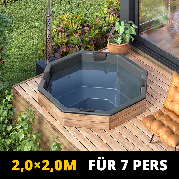 Original Einbauwanne aus GFK | Achteckig 2,00 x 2,00 Meter | Konfigurierbar | für 6 Personen
