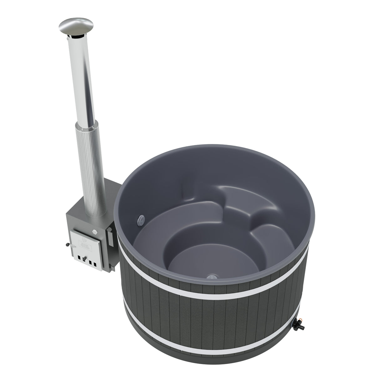 Kirami Comfort Steady M | Verschiedene Farben | Hot Tub mit kompakten Holzofen | Ø 170 cm | für 4-6 Personen