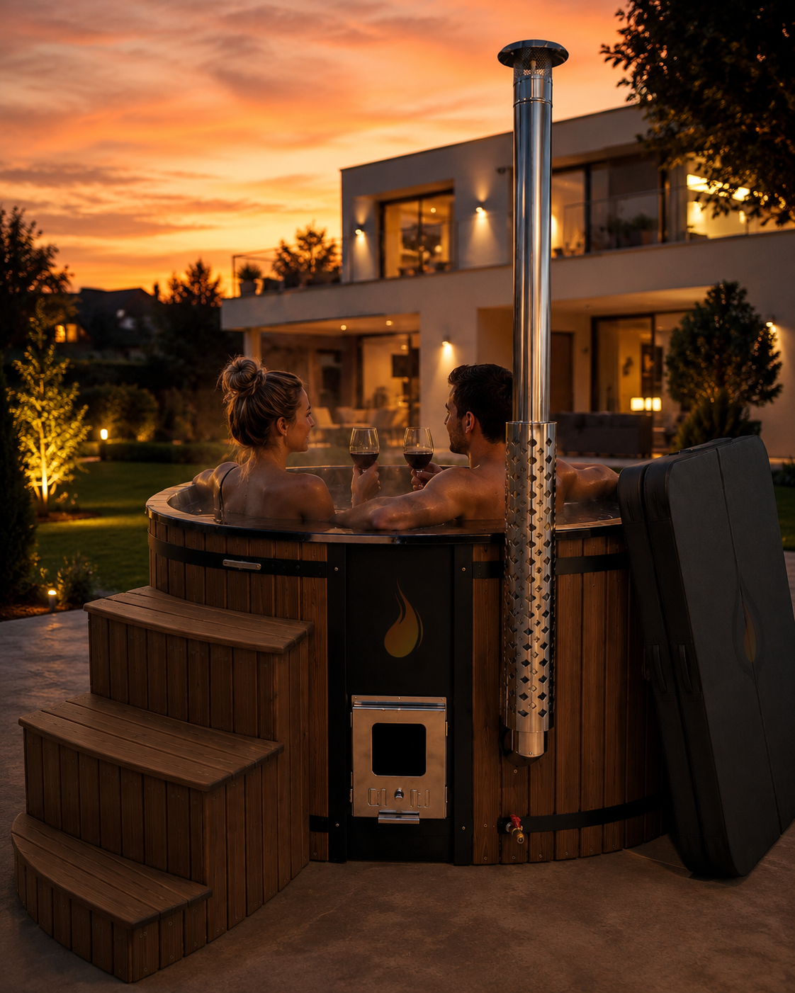 Balance Forma | Premium Edition | HotTub aus Acryl mit Rhombo-Verkleidung | Komplettset | 4 Personen