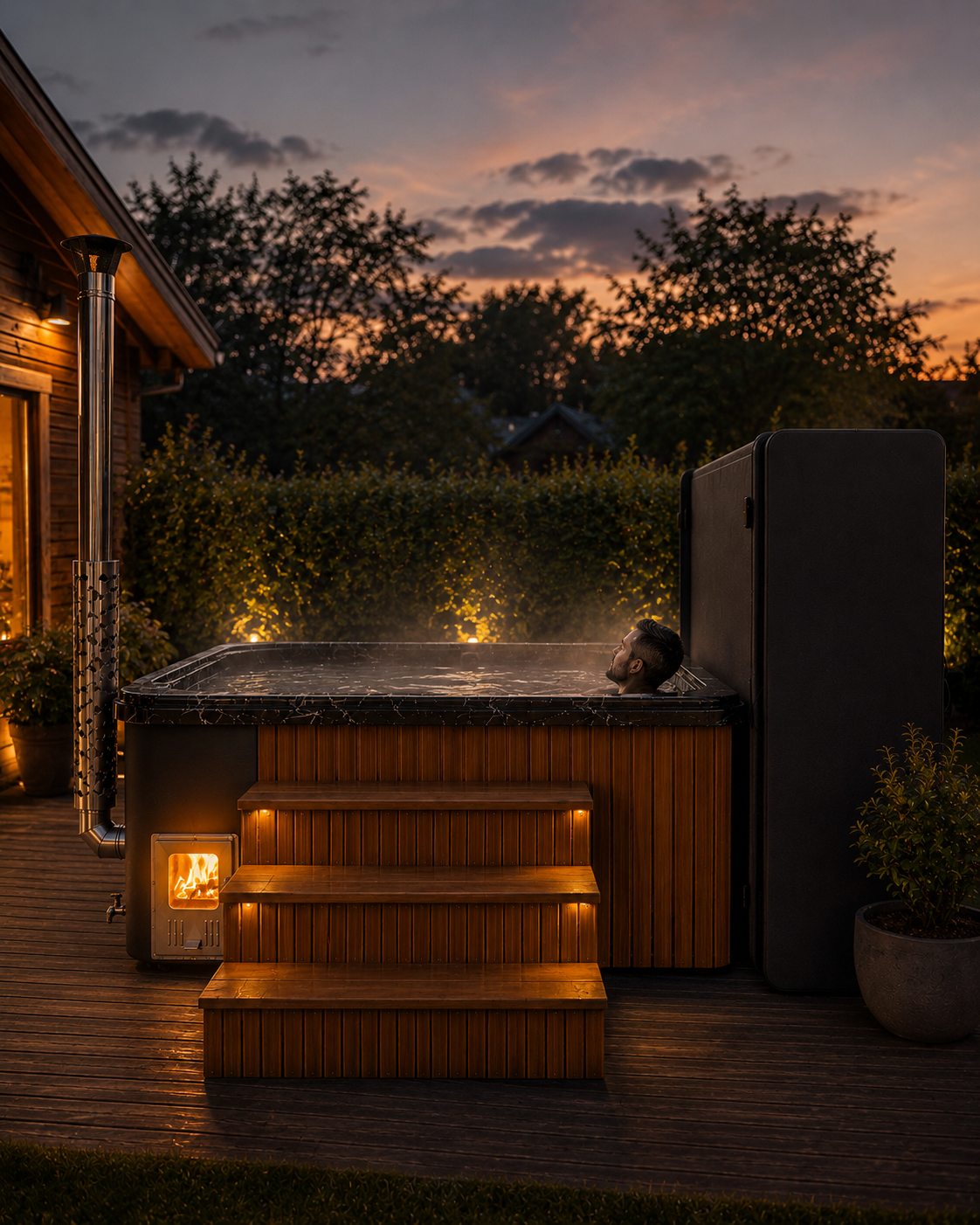 Balance Terris mit 1 Liegeplatz | Premium Edition | HotTub aus Acryl mit Rhombo-Verkleidung | Komplettset | 5 Personen