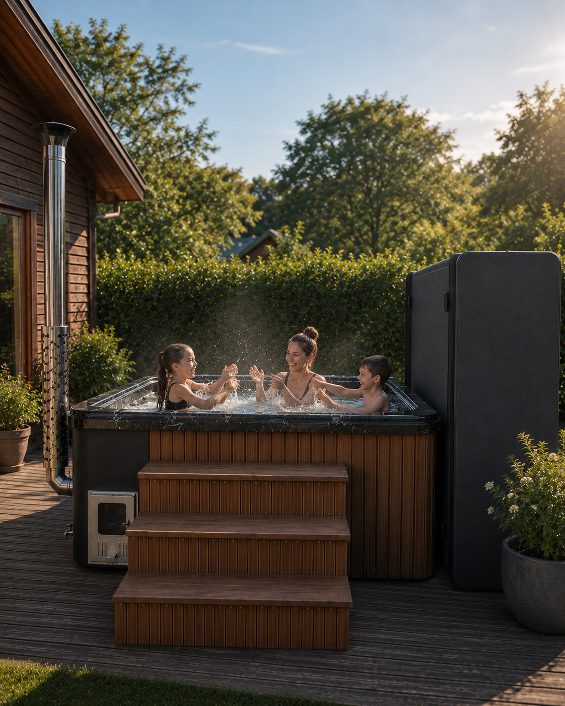 Balance Terris mit 1 Liegeplatz | Premium Edition | HotTub aus Acryl mit Rhombo-Verkleidung | Komplettset | 5 Personen