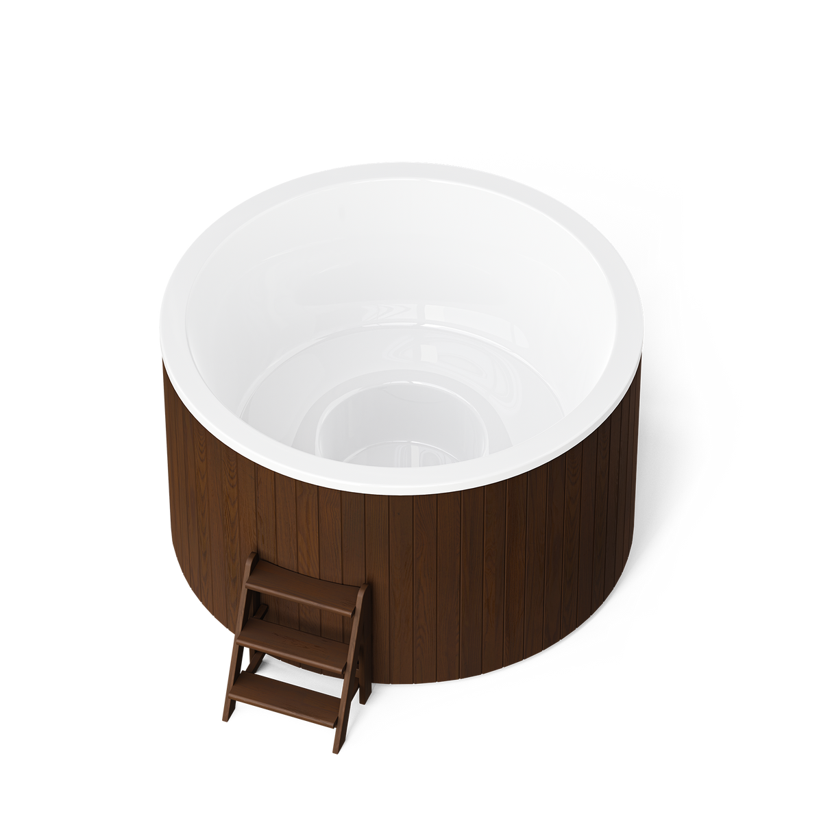 wellmia® Polar 195 | Eisbadefass Set mit Thermodeckel, Holzleiter und Ablagefläche | Ø 1.95 m