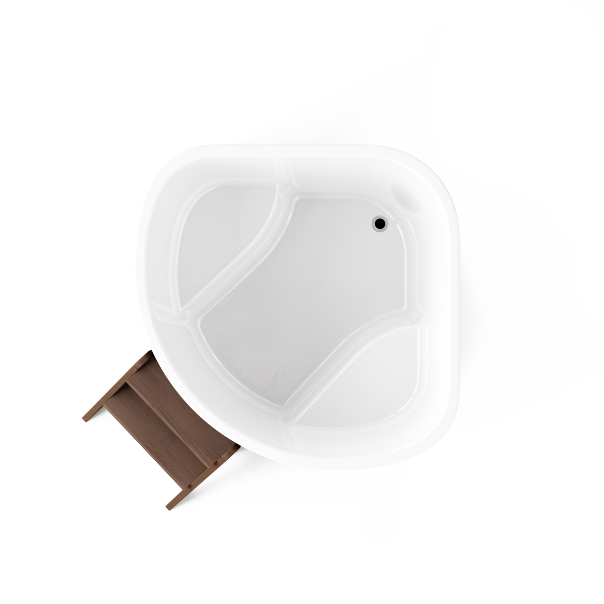 wellmia® Corner 160 Cold | Eis-Badefass Set mit Thermodeckel, Holzleiter und Ablagefläche | 1,6 x 1,6