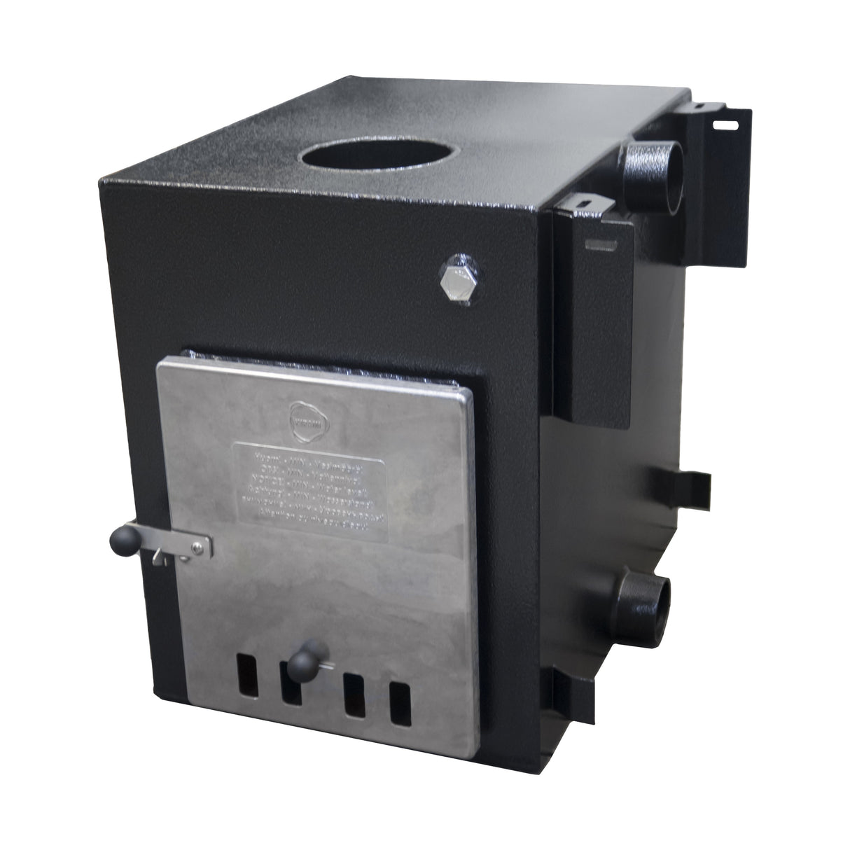 Kirami Cube | Marinealuminium | Holzofen Außen für Hot Tub | 35 kW für Schornsteinanschluss Ø150 mm