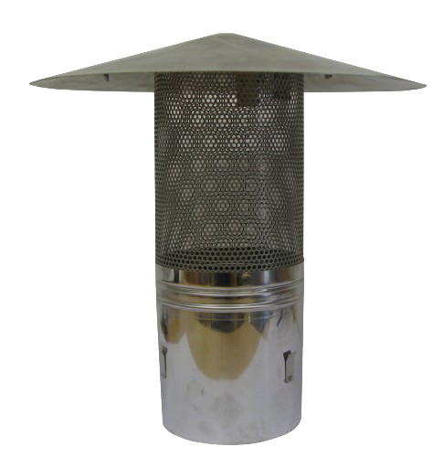 Kirami Regenhaube Ø120 mm mit Funkenschutz | 3 mm Löcher im Funkenschutz