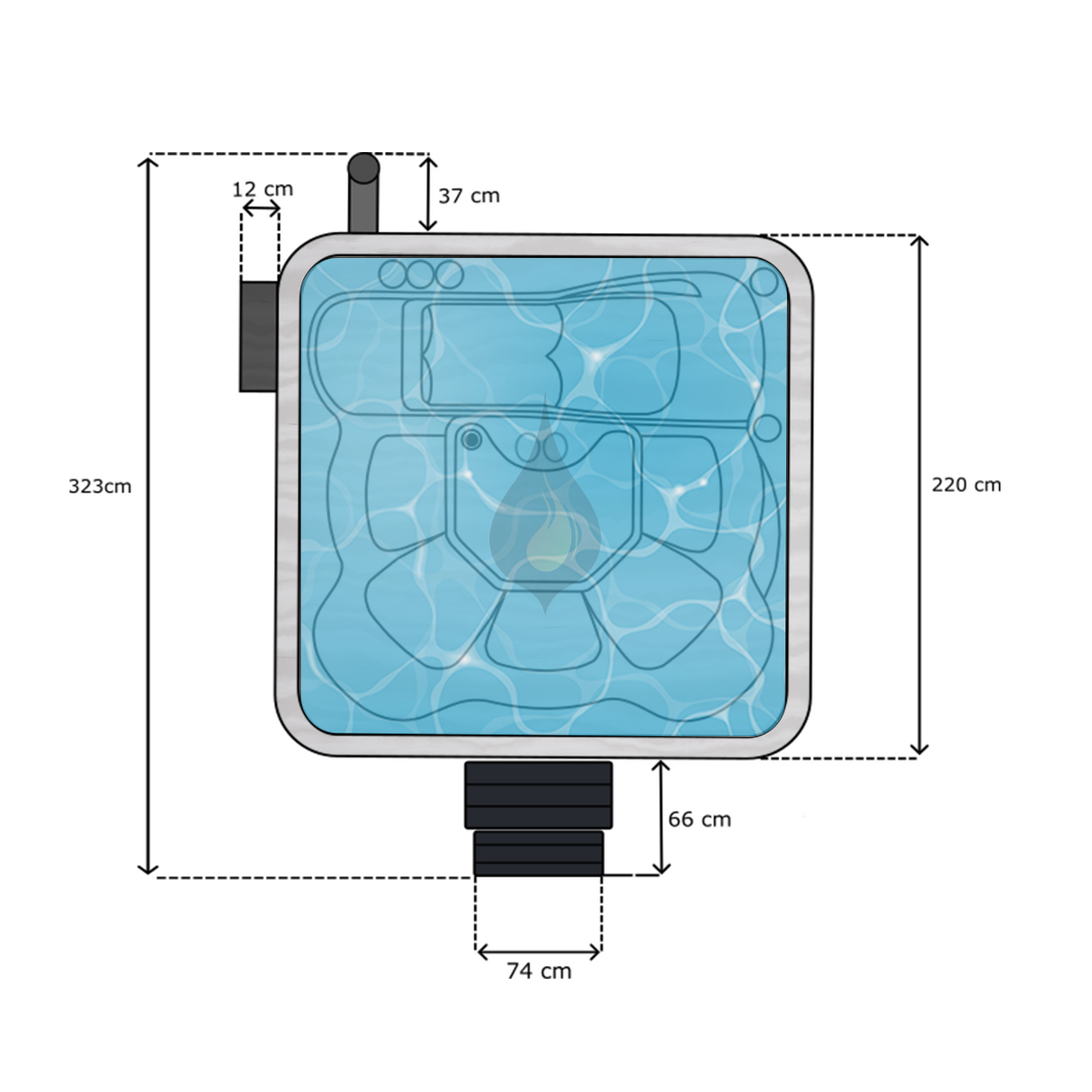Balance Terris mit 1 Liegeplatz | Premium Edition | HotTub aus Acryl mit Rhombo-Verkleidung | Komplettset | 5 Personen