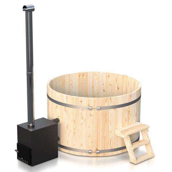Original Vollholz Badefass mit Holzofen | Konfigurierbar | wählbare Größen für bis zu 10 Personen
