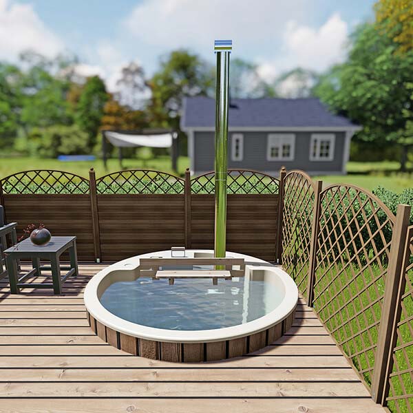 Original Einbauwanne aus GFK | für Innenofen | Rund Ø 1.80 Meter | Konfigurierbar | für 3 Personen