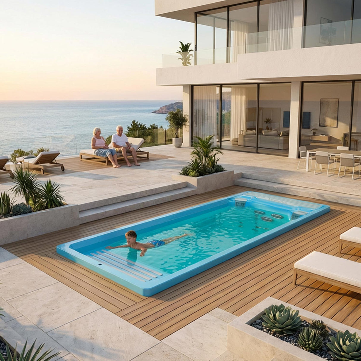 Wellis Beach Club Deluxe | 600 x 235 cm | Beheizter Pool mit Gegenschwimmanlage