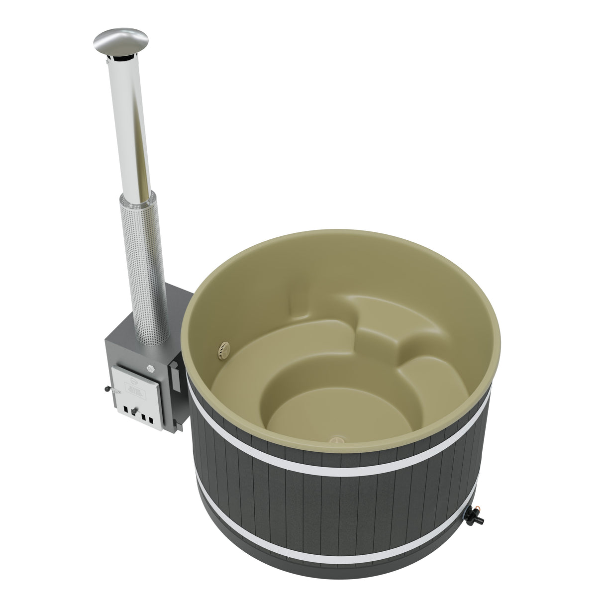 Kirami Comfort Steady M | Verschiedene Farben | Hot Tub mit kompakten Holzofen | Ø 170 cm | für 4-6 Personen