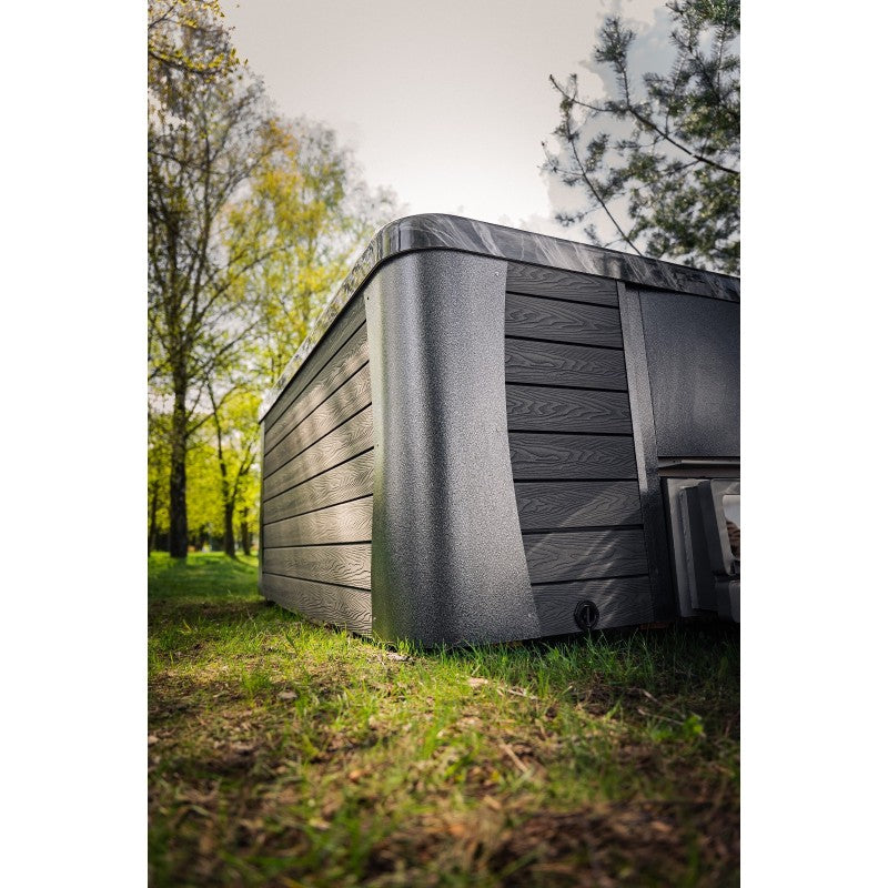 Premium Hot Tub Black Line | 220 x 220 cm | Acryl Wanne mit WPC-Verkleidung