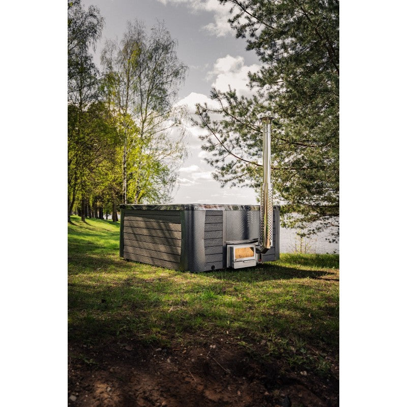 Premium Hot Tub Black Line | 220 x 220 cm | Acryl Wanne mit WPC-Verkleidung