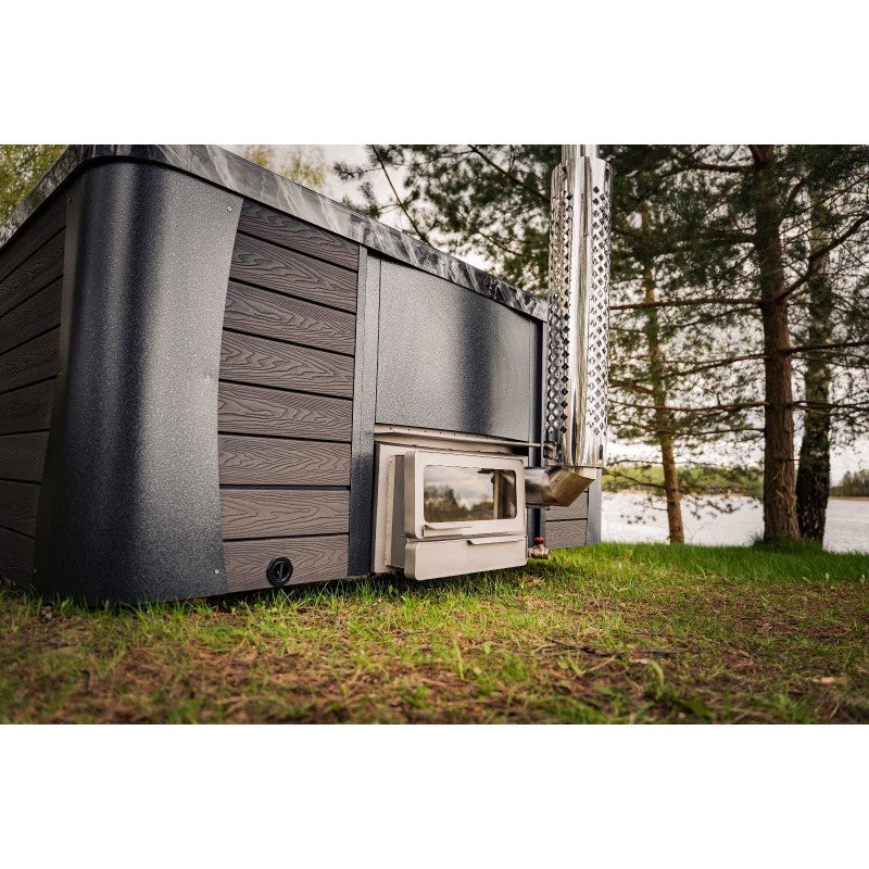 Premium Hot Tub Black Line | 220 x 220 cm | Acryl Wanne mit WPC-Verkleidung