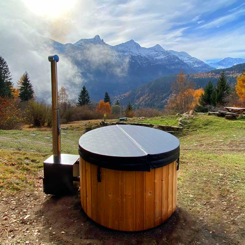 Original Globo Ex Hottub | HotTub mit Holzofen | für 4 Personen | Ø 1,80 Meter