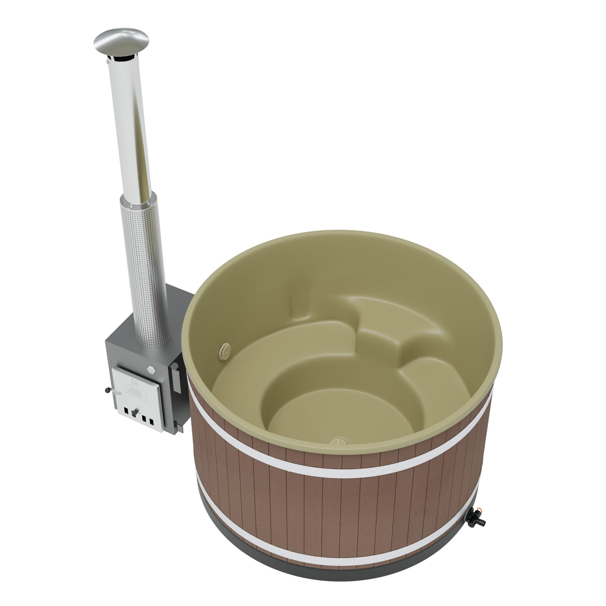 Kirami Comfort Steady M | Verschiedene Farben | Hot Tub mit kompakten Holzofen | Ø 170 cm | für 4-6 Personen