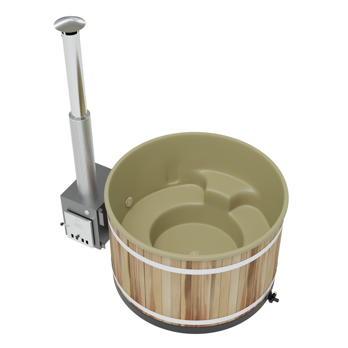 Kirami Comfort Steady M | Verschiedene Farben | Hot Tub mit kompakten Holzofen | Ø 170 cm | für 4-6 Personen