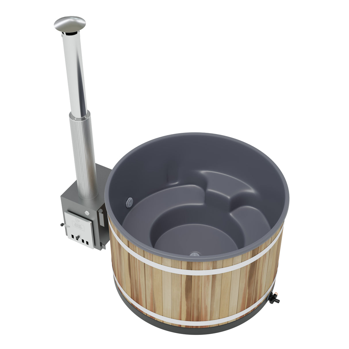 Kirami Comfort Steady M | Verschiedene Farben | Hot Tub mit kompakten Holzofen | Ø 170 cm | für 4-6 Personen