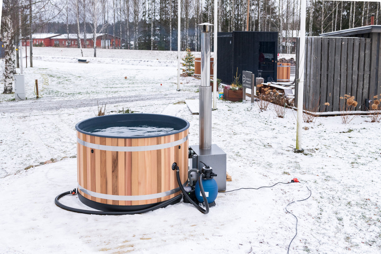 Kirami Comfort Steady M | Verschiedene Farben | Hot Tub mit kompakten Holzofen | Ø 170 cm | für 4-6 Personen