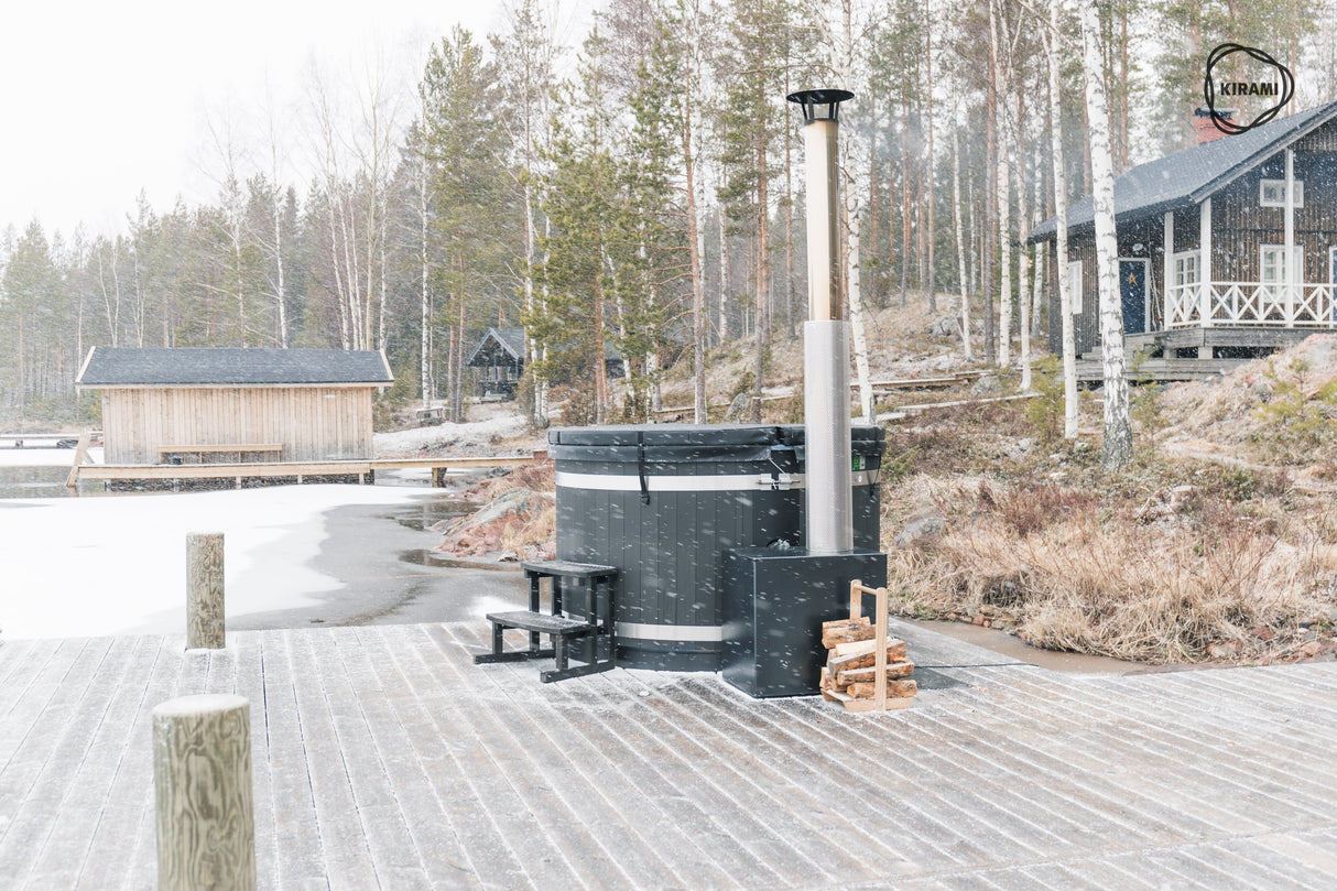 Kirami Comfort Steady M | Verschiedene Farben | Hot Tub mit starken Holzofen | Ø 170 cm | für 4-6 Personen