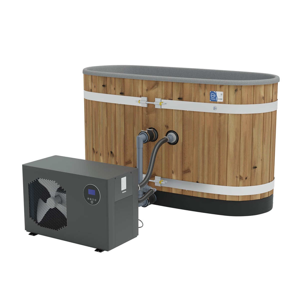 Kirami Premium Tiny S Dual | Combi Tub mit Kühl- und Heizfunktion | Wärmepumpe Plug n Play | 170 cm | für 2 Personen