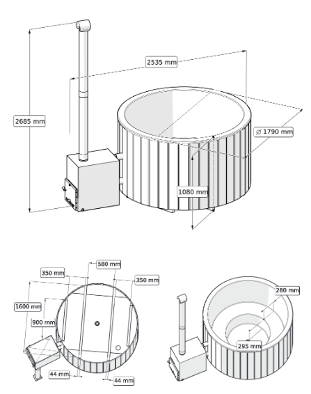 Original Globo Ex Hottub | HotTub mit Holzofen | für 4 Personen | Ø 1,80 Meter