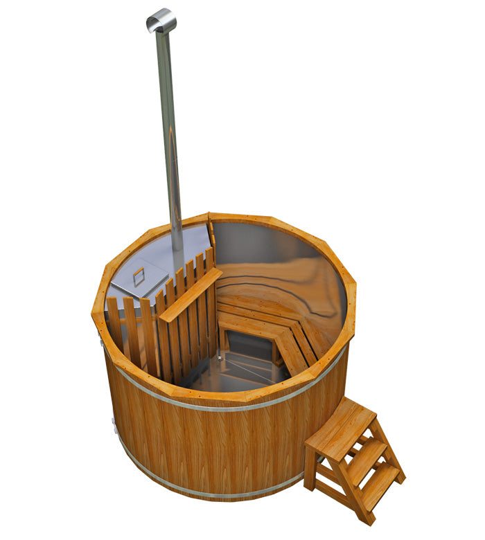 Holz HotTub mit Edelstahleinsatz | Ofen wählbar | wählbare Größen für bis zu 8 Personen