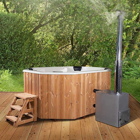 HotTub Badefass mit GFK-Einsatz für 9 Personen | 2,40×1,80