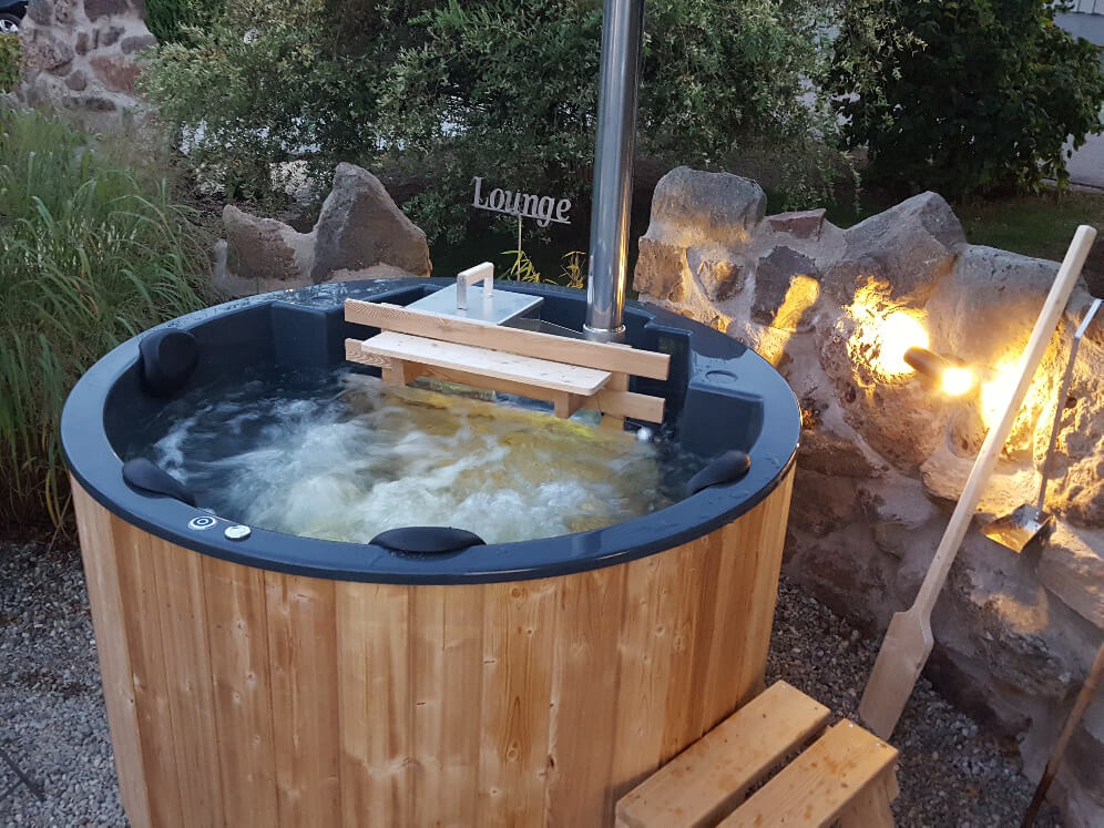 Original Globo Inside Hottub | Thermoholz mit GFK-Wanne | für 3 Personen | Ø 1,80 Meter