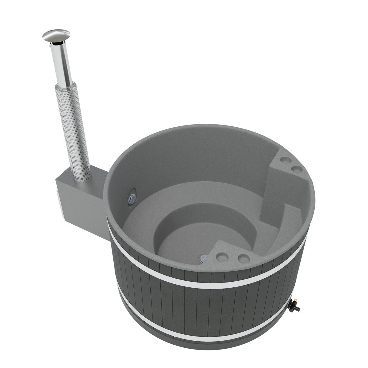 Kirami Comfort Family M | Badefassset mit Holzofen | 170 cm /  22 kW