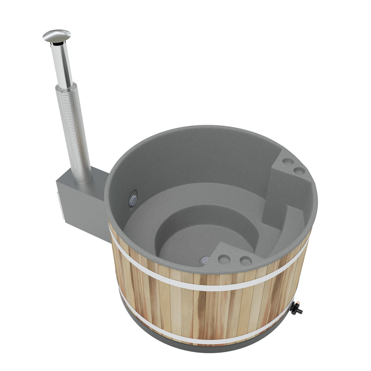 Kirami Comfort Family M | Badefassset mit Holzofen | 170 cm /  22 kW