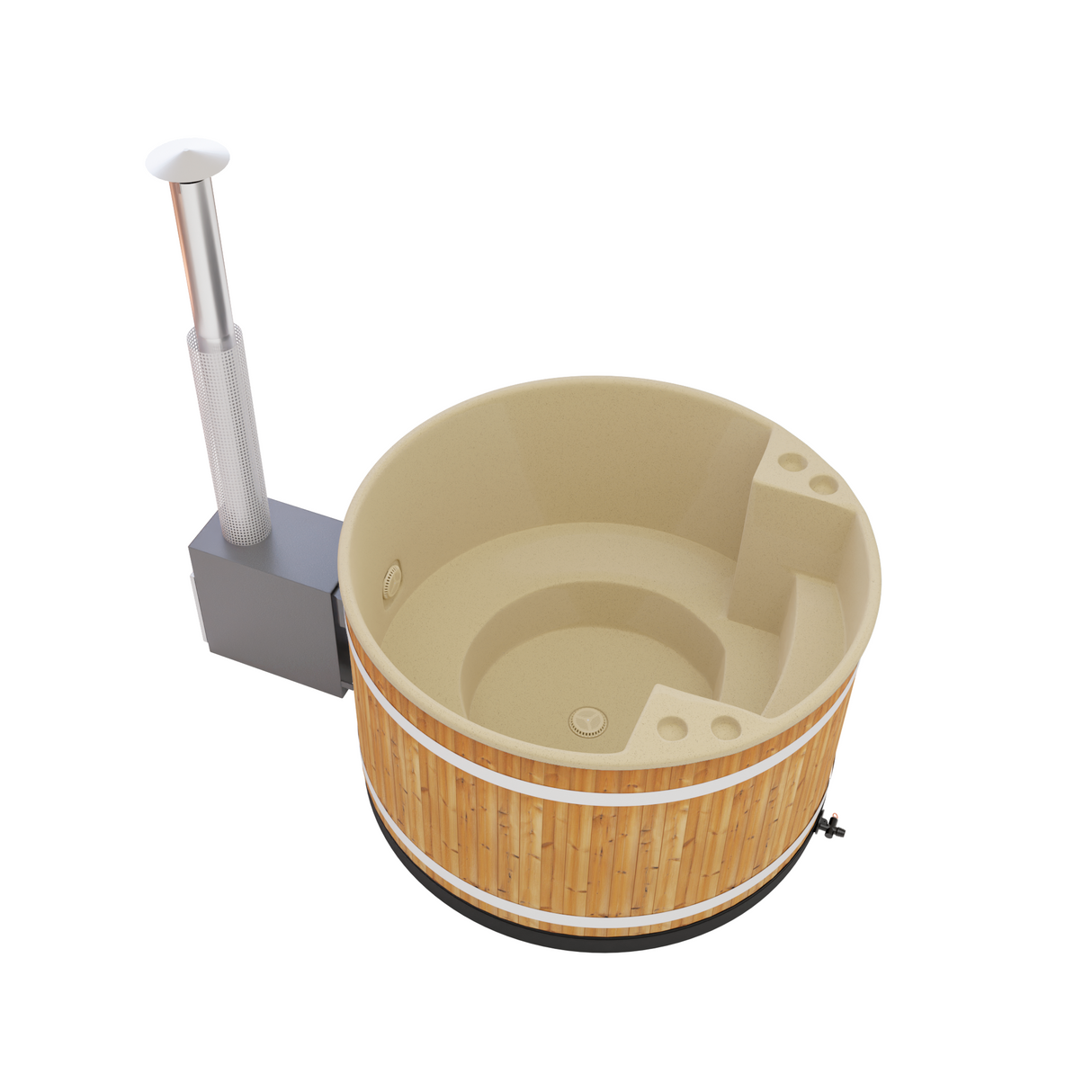 Kirami Comfort Family M | Badefassset mit Holzofen | 170 cm /  22 kW