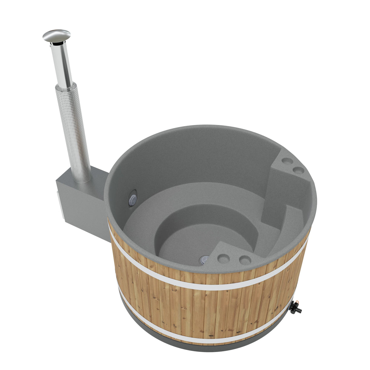 Kirami Comfort Family M | Badefassset mit Holzofen | 170 cm /  22 kW