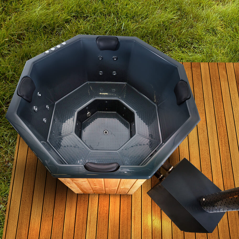 HotTub Badefass mit GFK-Einsatz für 7 Personen | 2×2