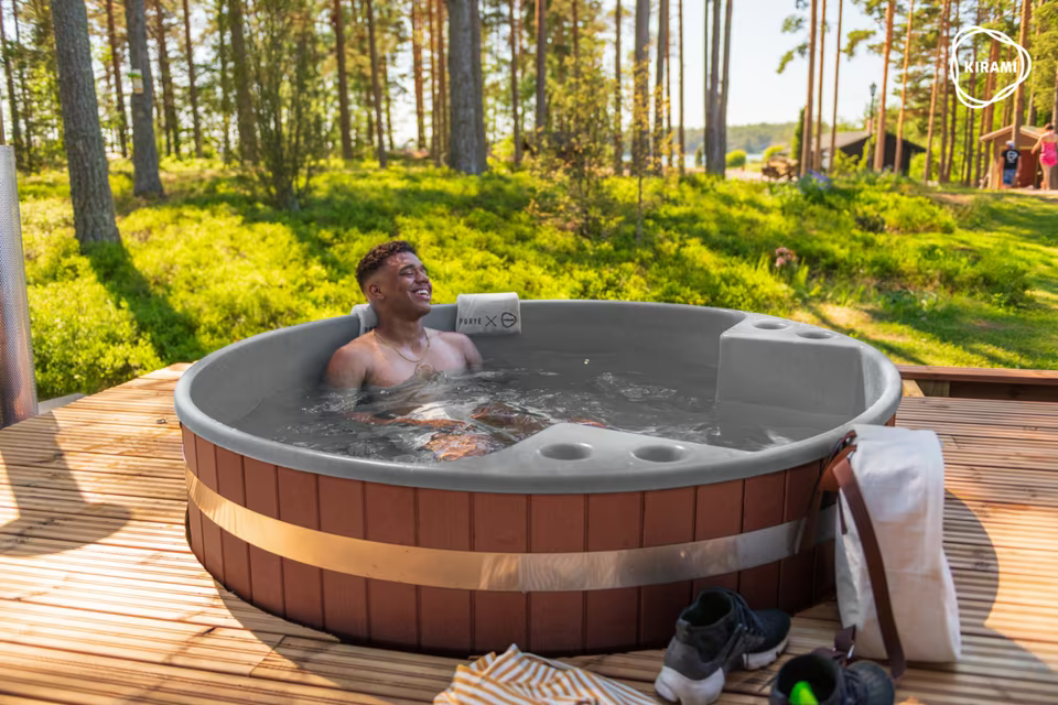 Kirami Comfort Family M | Verschiedene Farben | Hot Tub mit Holzofen | Ø 170 cm | für 3-5 Personen
