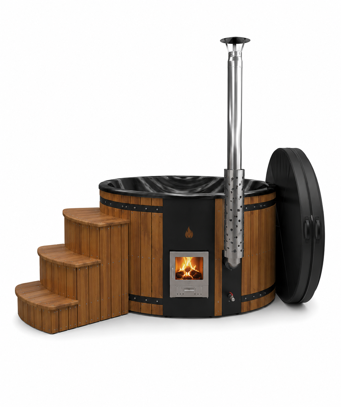 Balance Round | Premium Edition | HotTub aus Acryl mit Rhombo-Verkleidung | Komplettset | 4 Personen