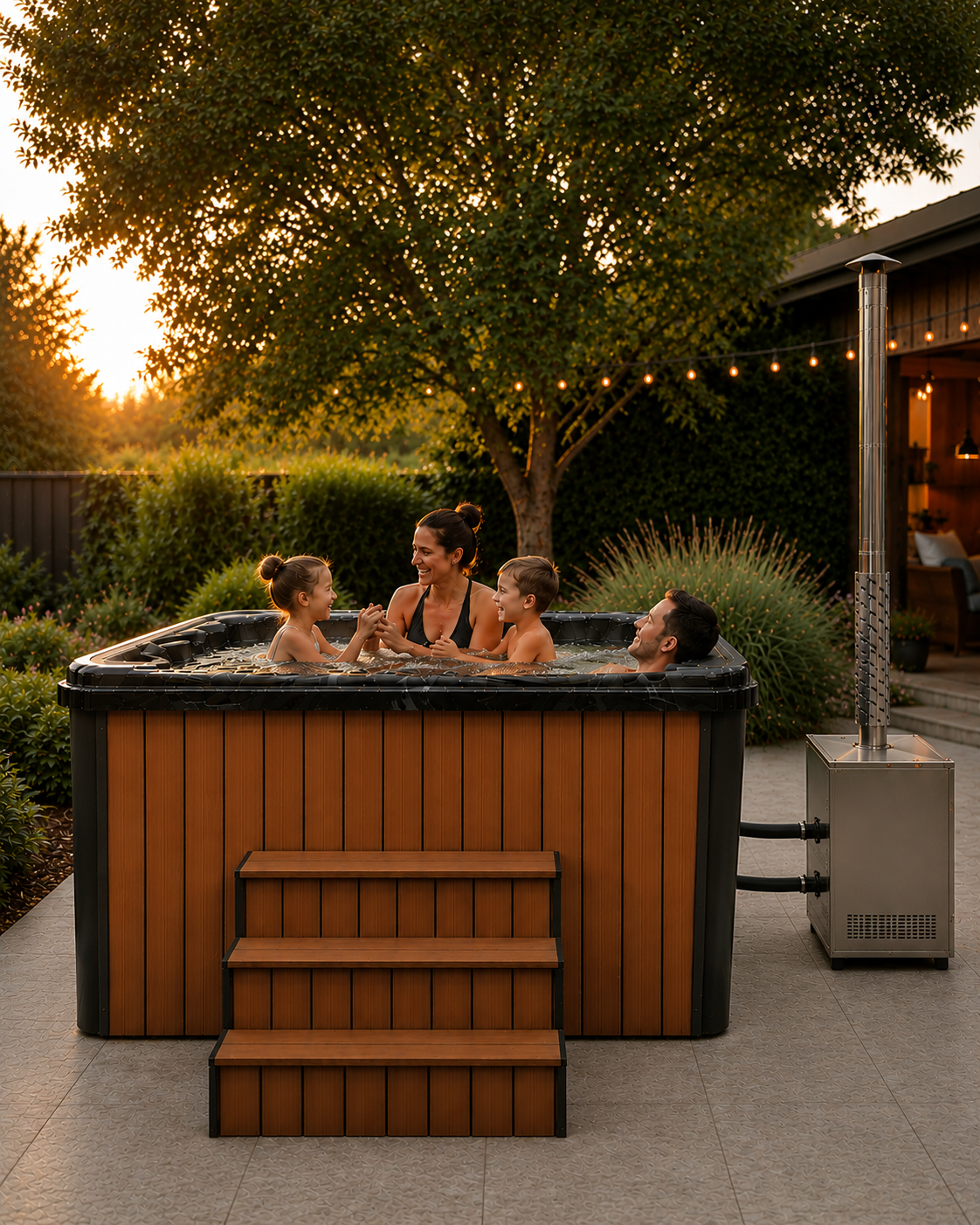 Balance Ortiva mit 2 Liegeplätzen | Premium Edition | HotTub aus Acryl mit Rhombo-Verkleidung | Komplettset | 4 Personen