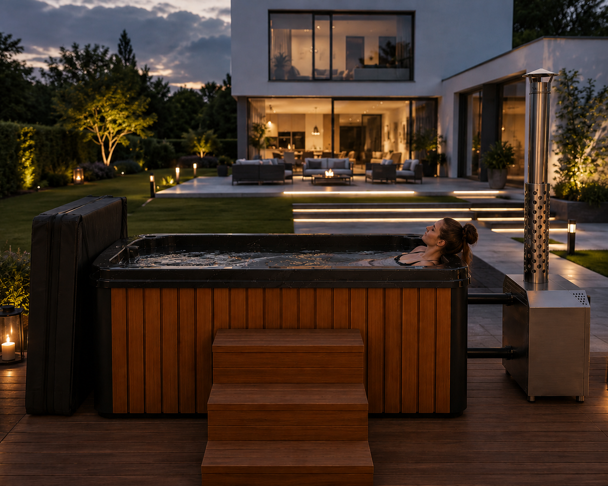 Balance Terranova mit 1 Liegeplatz | Premium Edition | HotTub aus Acryl mit Rhombo-Verkleidung | Komplettset | 5 Personen