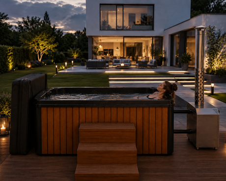 Balance Terranova mit 1 Liegeplatz | Premium Edition | HotTub aus Acryl mit Rhombo-Verkleidung | Komplettset | 5 Personen