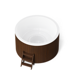 wellmia® Polar 195 | Eisbadefass Set mit Thermodeckel, Holzleiter und Ablagefläche | Ø 1.95 m