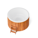 wellmia® Polar 195 | Eisbadefass Set mit Thermodeckel, Holzleiter und Ablagefläche | Ø 1.95 m