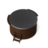 wellmia® Polar 195 | Eisbadefass Set mit Thermodeckel, Holzleiter und Ablagefläche | Ø 1.95 m