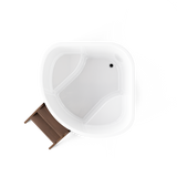 wellmia® Corner 160 Cold | Eis-Badefass Set mit Thermodeckel, Holzleiter und Ablagefläche | 1,6 x 1,6