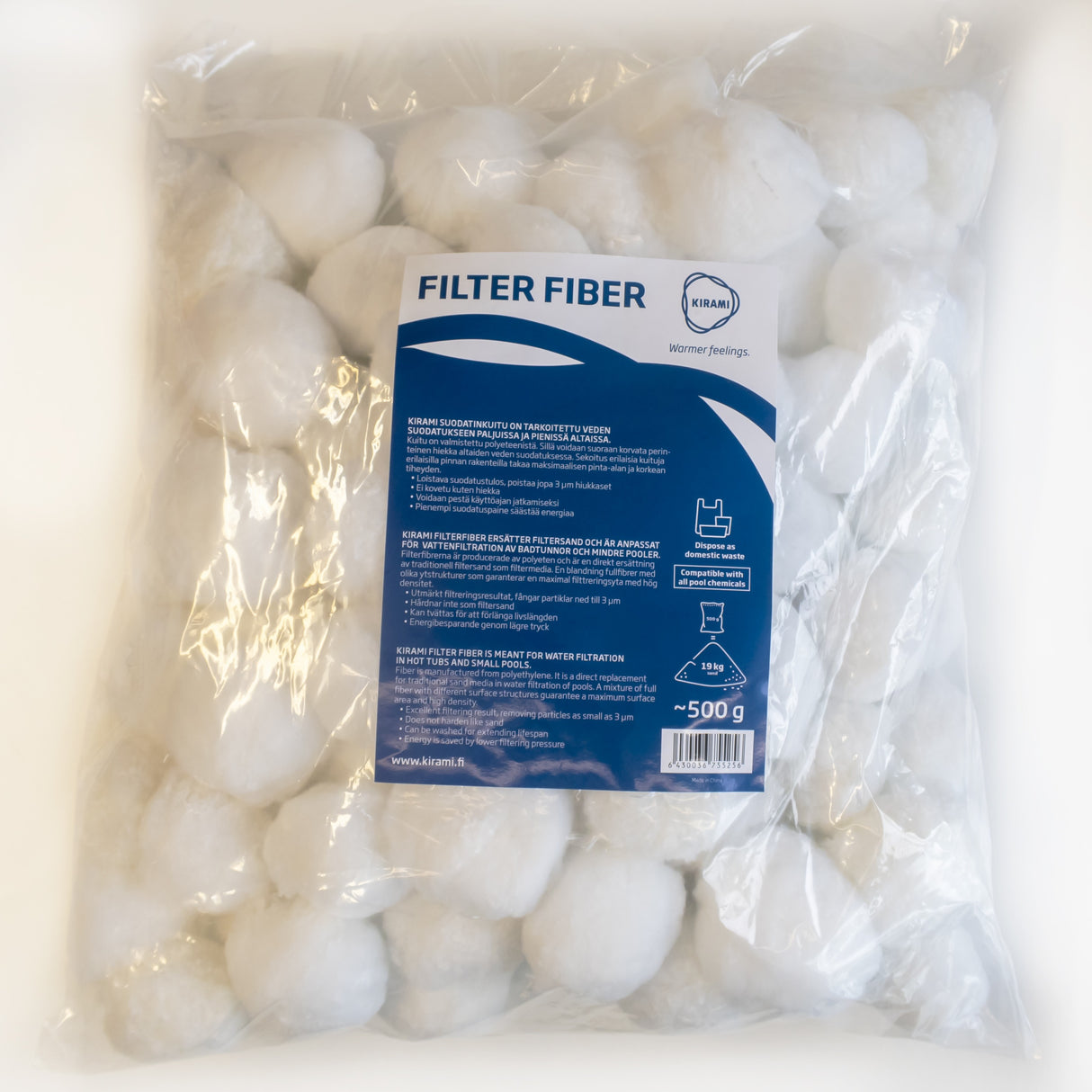 Kirami Filterfasern (Filterbälle) für Filteranlage MF250 | 500g | Alternative zu Filtersand