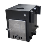 Kirami Cube | Marinealuminium | Holzofen Außen für Hot Tub | 35 kW für Schornsteinanschluss Ø150 mm