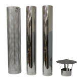 Kirami Schornsteinset mit Ø150 mm | 2,00 Meter Höhe inkl. Hitzeschutzgitter und Regenhaube