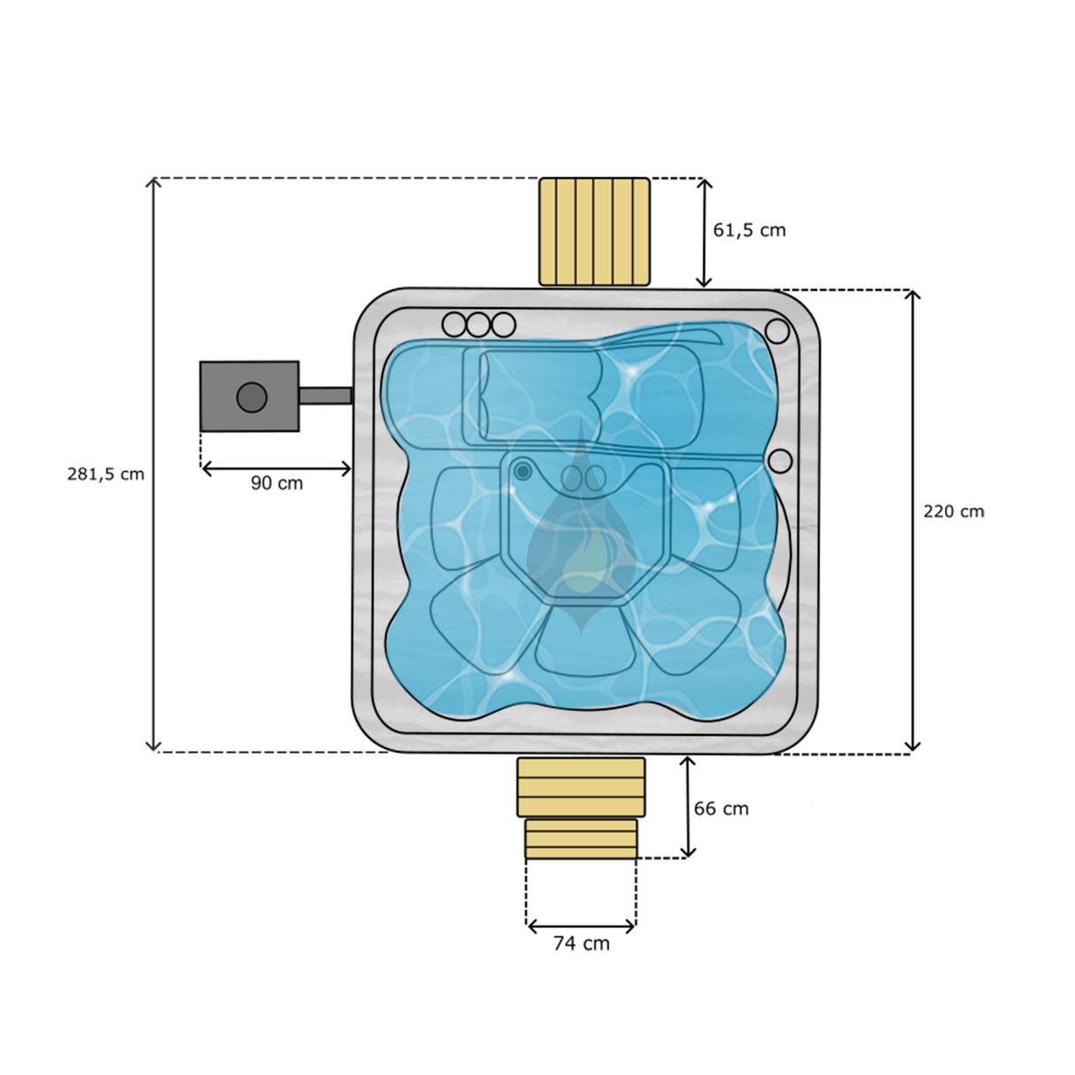 Balance Terranova mit 1 Liegeplatz | Premium Edition | HotTub aus Acryl mit Rhombo-Verkleidung | Komplettset | 5 Personen