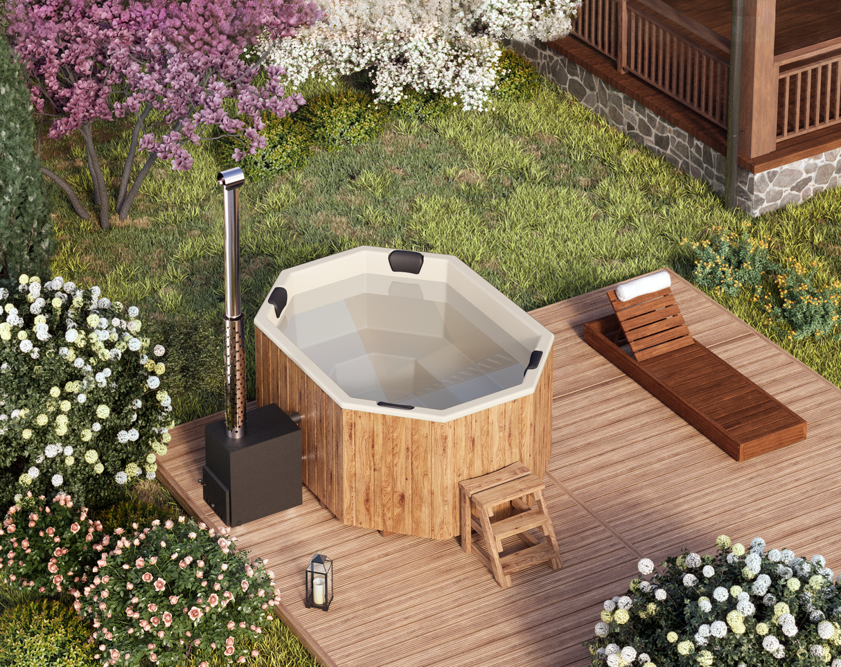 Original Octa XXL Hottub | HotTub mit Holzofen | für 8 Personen | 2.40 × 1.80 Meter