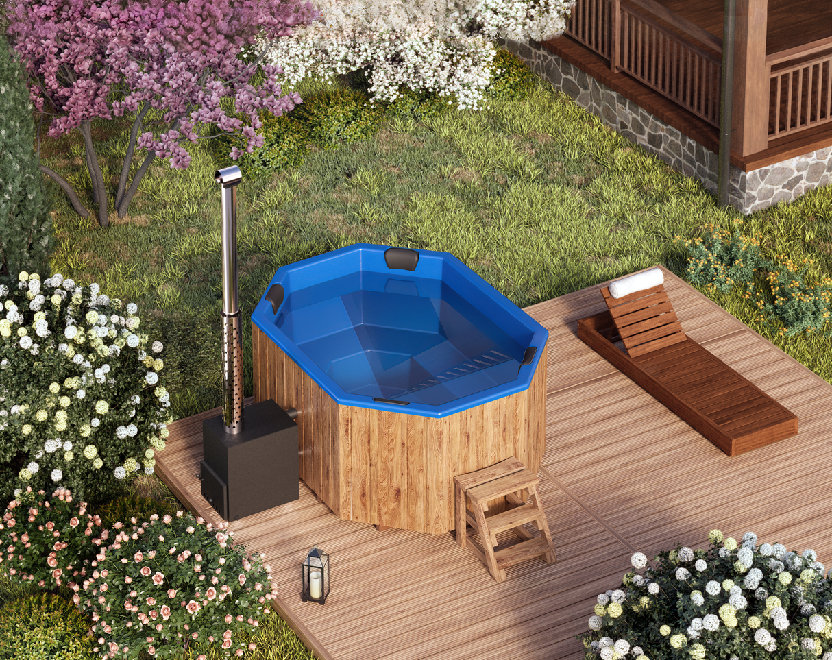 Original Octa XXL Hottub | HotTub mit Holzofen | für 8 Personen | 2.40 × 1.80 Meter