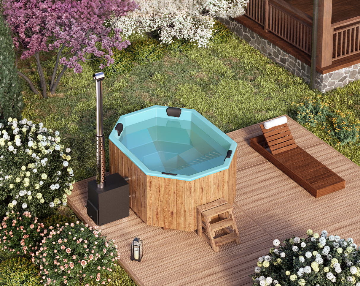 Original Octa XXL Hottub | HotTub mit Holzofen | für 8 Personen | 2.40 × 1.80 Meter