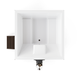 wellmia® Elite Quattro 180 | Badefass Set mit integriertem Ofen, Schornsteinsystem,Thermodeckel, Holzleiter und Ablagefläche | 1.8 x 1.8